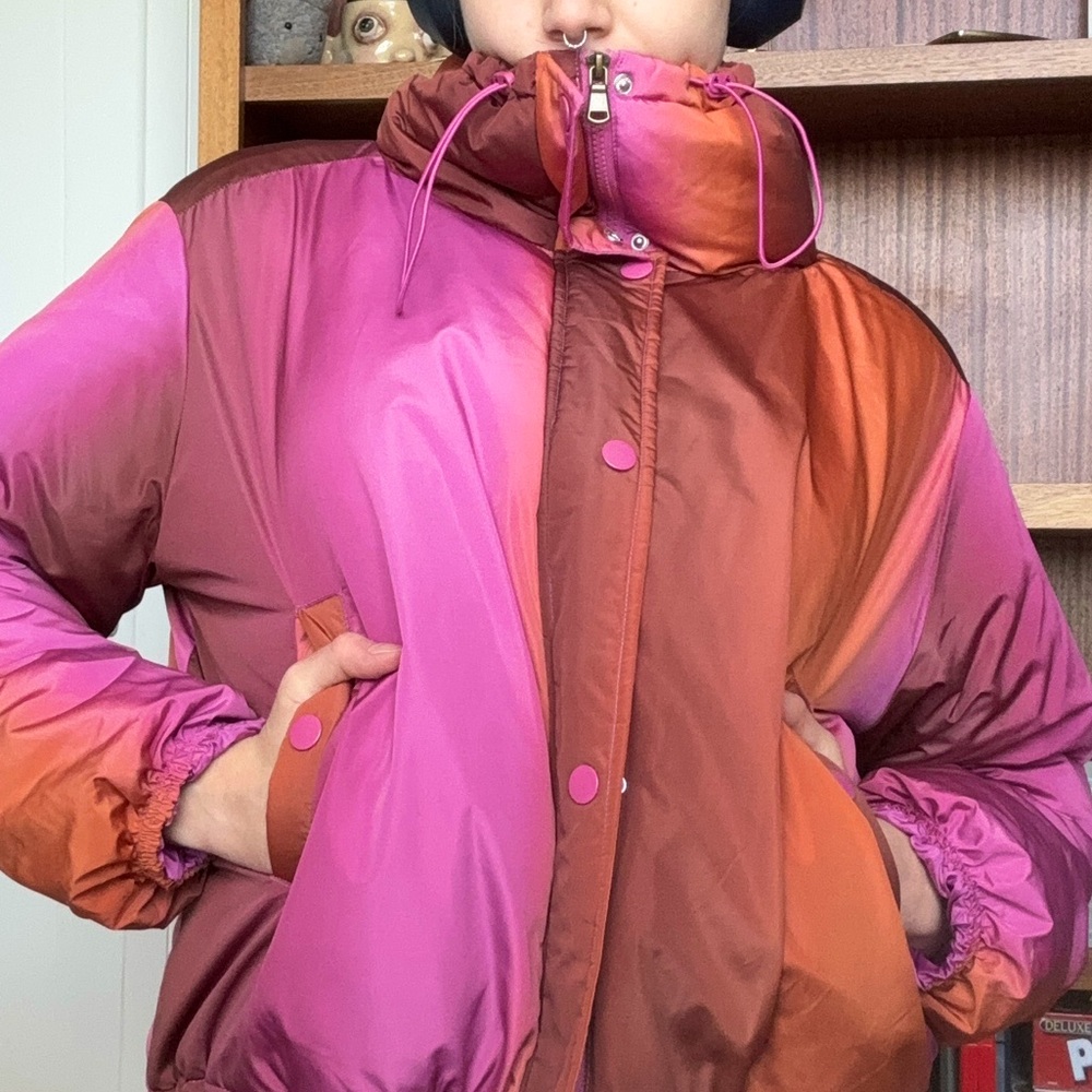 BDG Pink and Orange Puffer Jacket